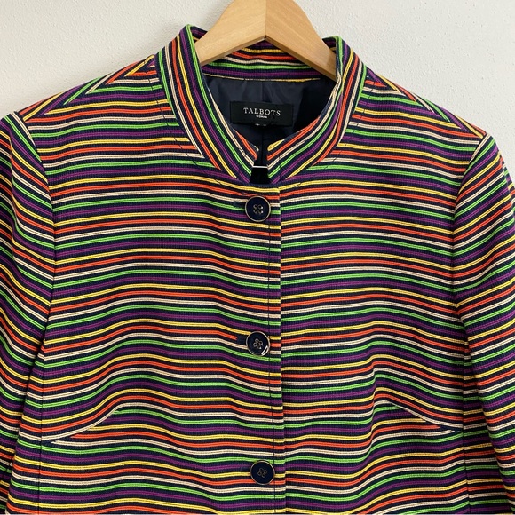 Talbots Rainbow Striped Blazer Button Up Jacket Women’s Size‎ Large - Picture 2 of 8